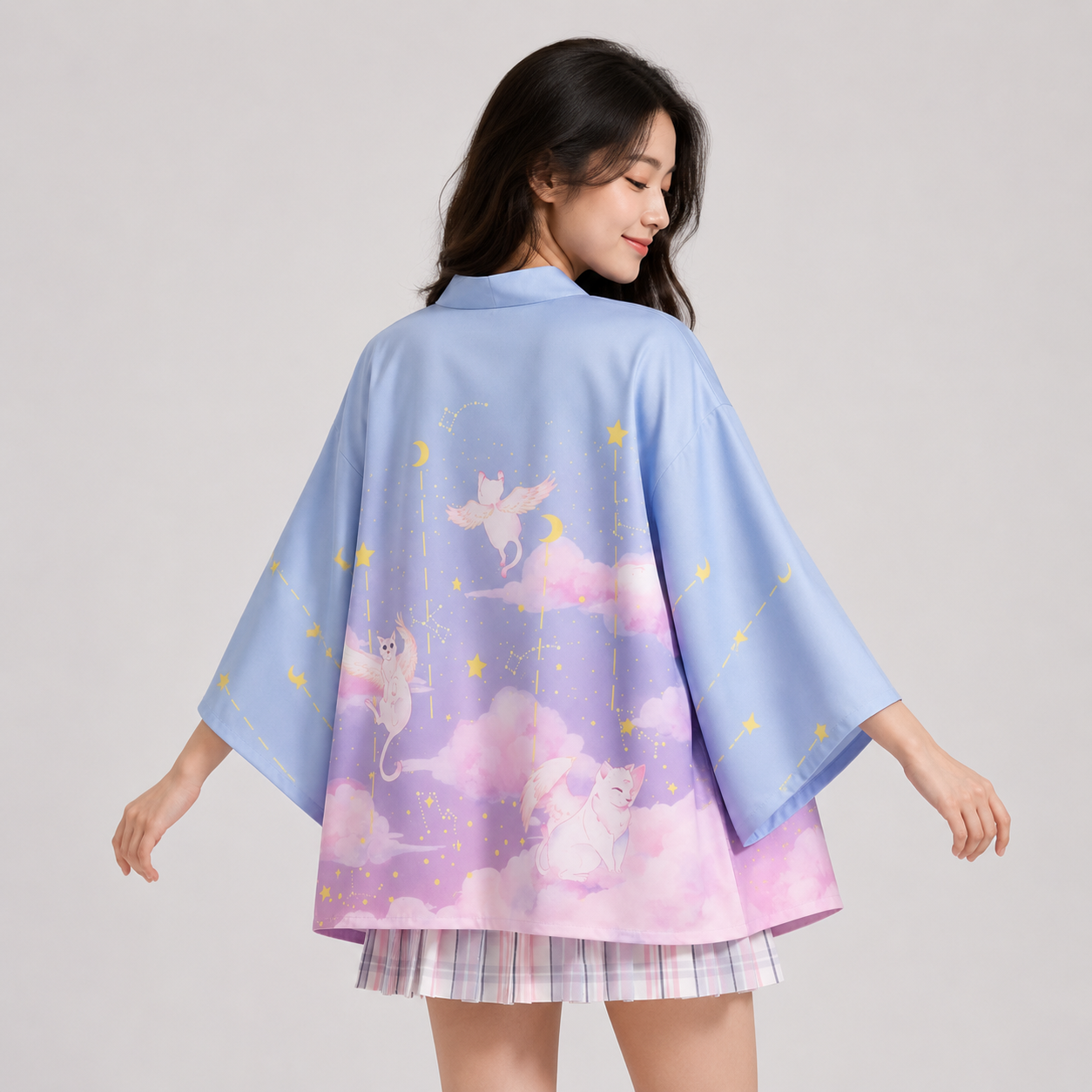 Galaxy Purple Blue Pink Clouds Women's Kimono