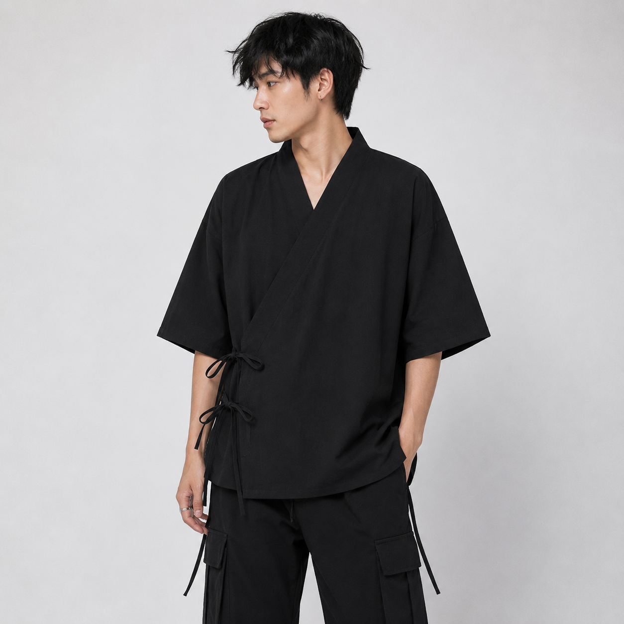 Japanese-themed Minimal Plain Men’s Kimono Jacket