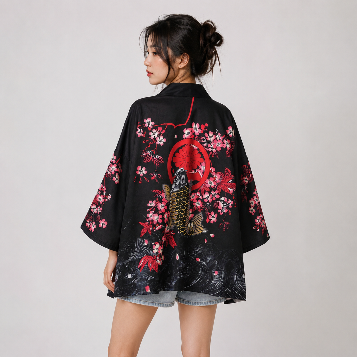 Japanese-themed Women Kimono Koi and Cranes