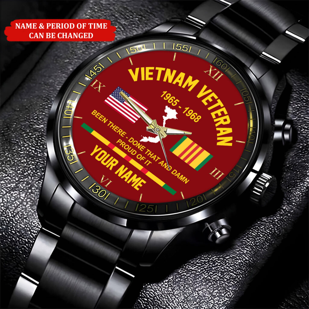Personalized Vietnam Veteran Quartz Watch - Custom Name & Service Period Commemorative Watch