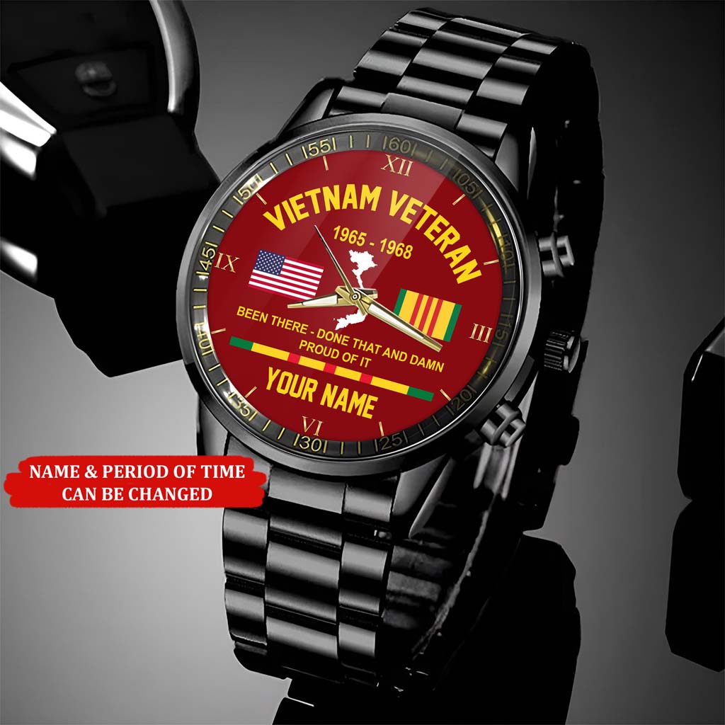 Personalized Vietnam Veteran Quartz Watch - Custom Name & Service Period Commemorative Watch