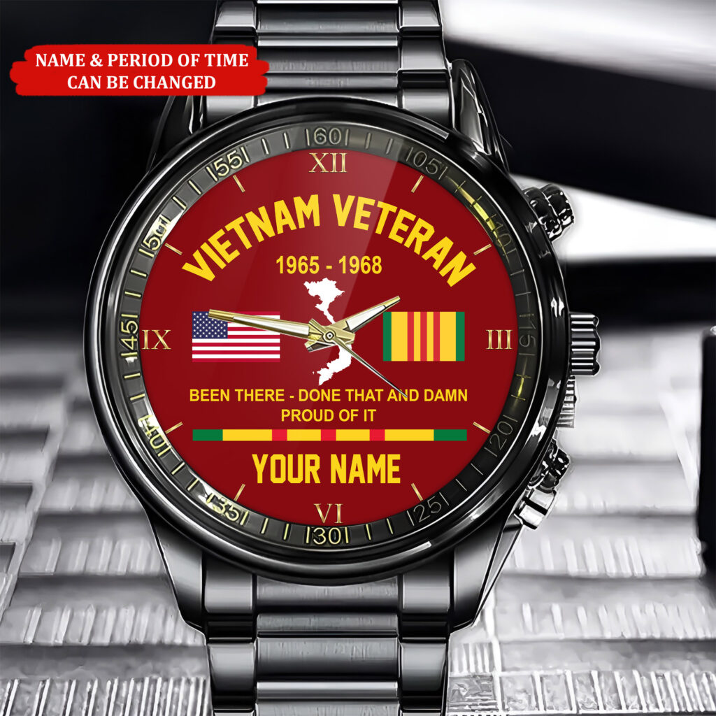 Personalized Vietnam Veteran Quartz Watch - Custom Name & Service Period Commemorative Watch