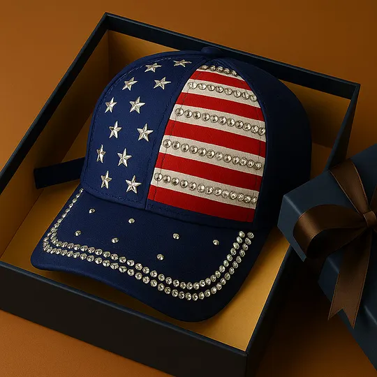 Rhinestone American Flag Patriotic Baseball Cap
