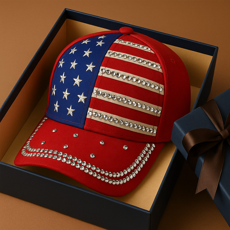 Rhinestone American Flag Patriotic Baseball Cap