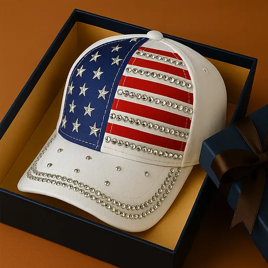 Rhinestone American Flag Patriotic Baseball Cap