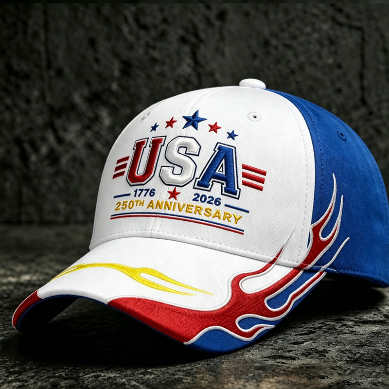 USA Star & Flame Embroidered Independence Hat