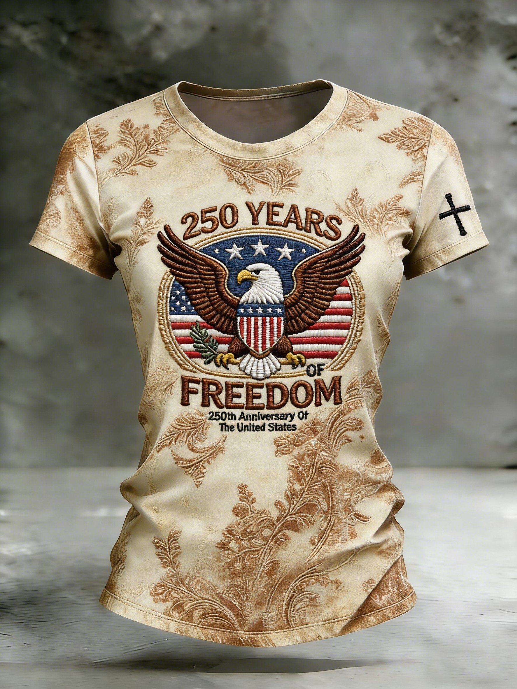 Vintage Bald Eagle Freedom Celebration Print T-Shirt