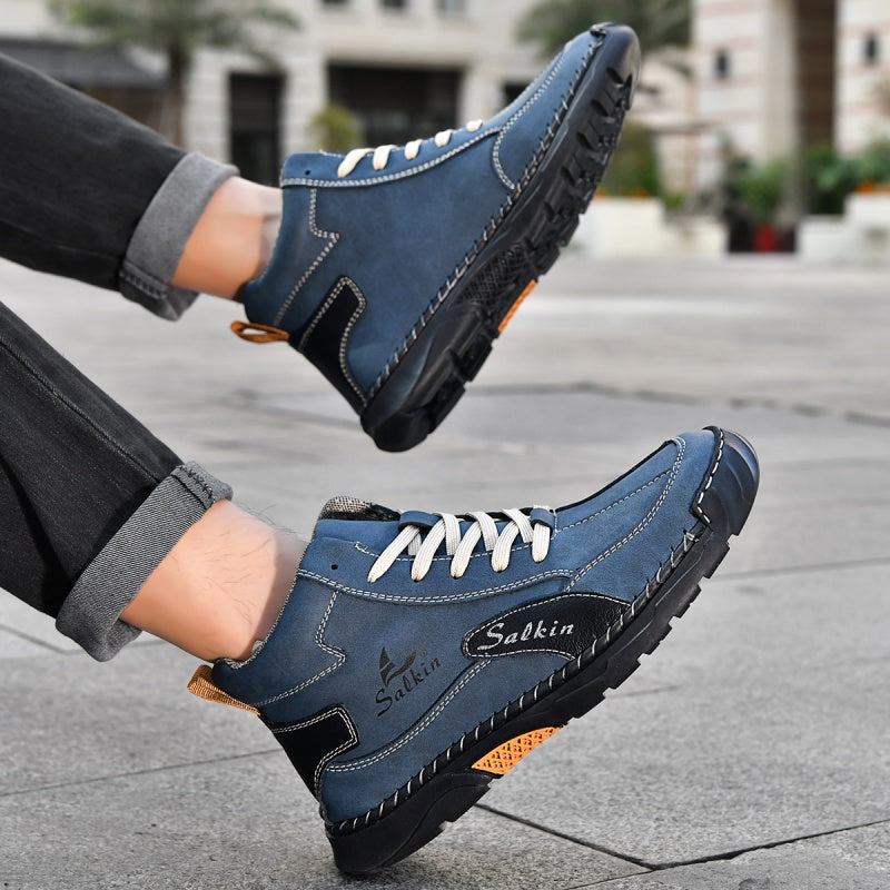 （💥 12 HOURS. NO PAIN）Men’s Handmade Leather Boots – Waterproof, Arch Support, Pressure Relief, Wide Toe Box, Built for Outdoor Comfort
