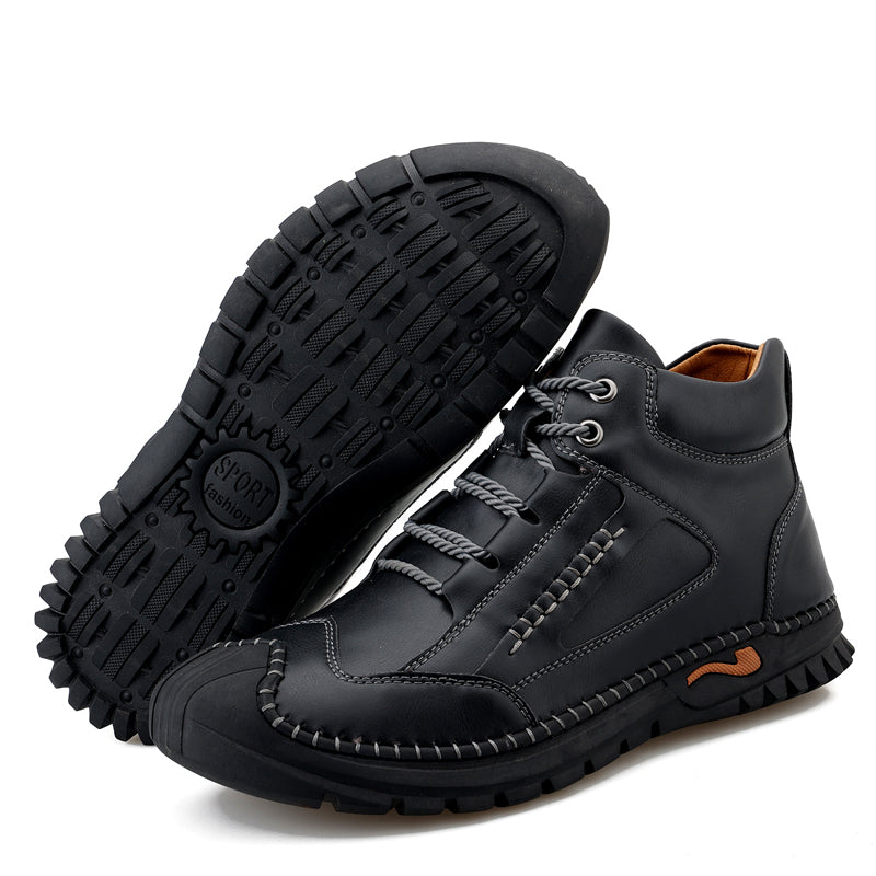 (⏰Limited Time Sale 70% OFF 🔥)Men’s Genuine Leather Hiking Boots Outdoor Casual Shoes Durable Hand-Stitched Wide Toe Work Ankle Support Walking Sneakers