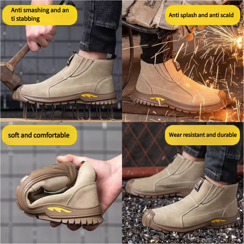 (🤜Work Hard for 5+ Years) Men's Anti-Smash Anti-Puncture Comfortable Lightweight Work Boots Waterproof Breathable Hiking Boots (🤜Work Hard for 5+ Years) Men's Anti-Smash Anti-Puncture Comfortable Lightweight Work Boots Waterproof Breathable Hiking Boots