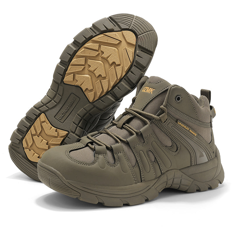 (🔥Last Day Promotion 70% OFF 🎁) Men’s Leather Hiking and Work Boots, Waterproof Lightweight Orthopedic Comfort, Slip Resistant Anti Puncture, Shock Absorbing Arch and Ankle Support, for Wet Trails Construction and Long Walks