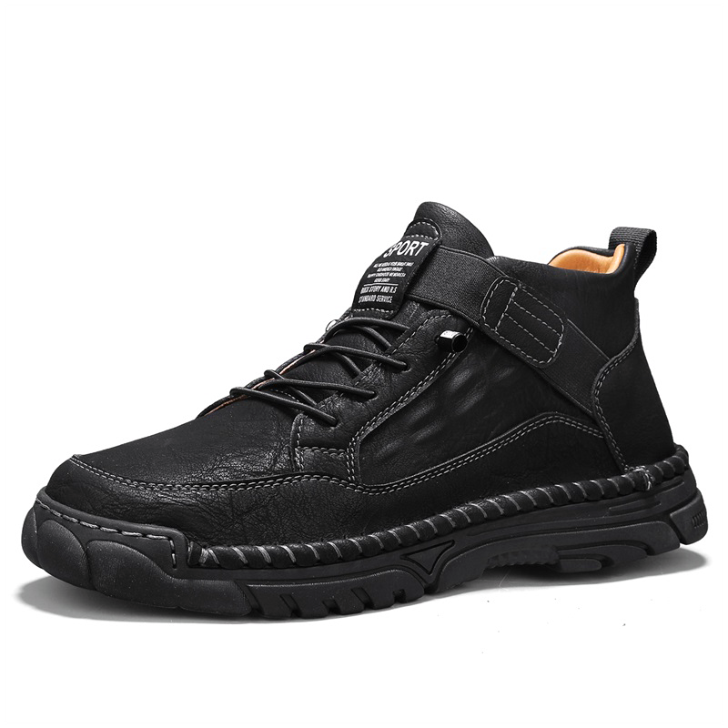 Mens Casual Leather Shoes Ankle Chukka Boots Slip On Lightweight Loafers Mid top Walking Driving Shoes for Male