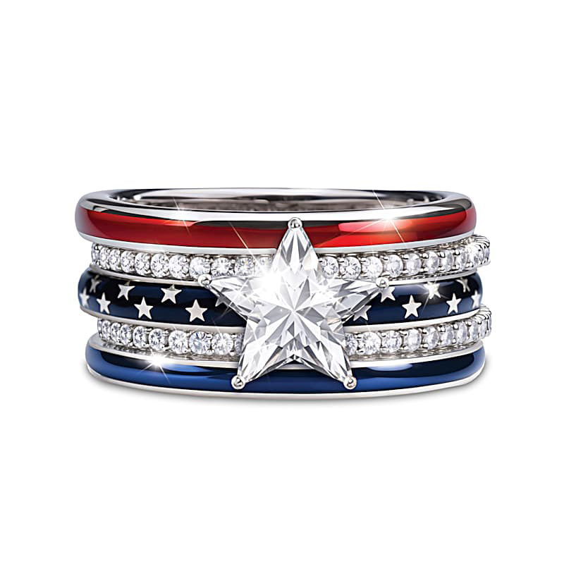 Patriotic Red White Blue Layered Ring for 250th Anniversary