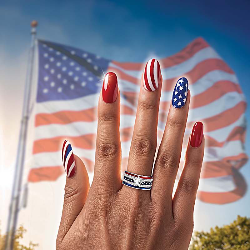 Patriotic Red White Blue Layered Ring for 250th Anniversary