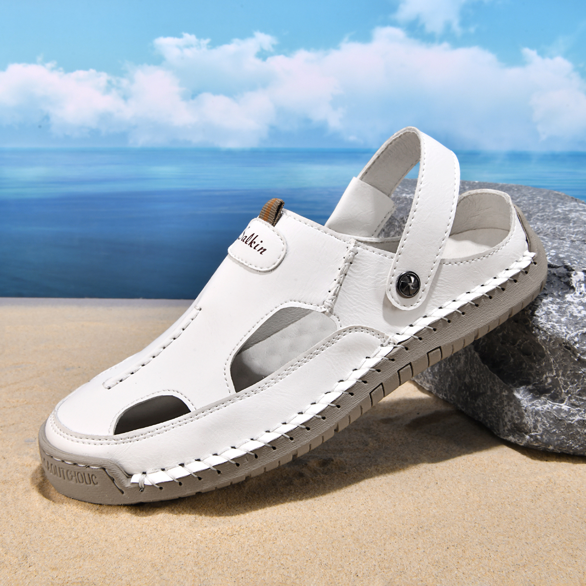 (⏰Limited Time Sale 70% OFF) Men's and Women's Genuine Leather Sandals — Slip-on, Breathable, Wide-Fit Design, Arch Support, Non-Slip & Puncture-Resistant