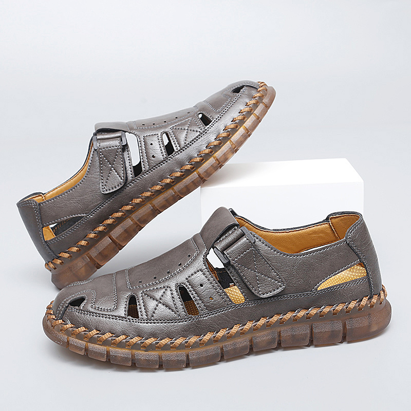 ⏰Limited Time Sale 70% OFF-Men’s Premium Genuine Leather Orthopedic Sandals — Ergonomic Arch Support for Pressure Relief, Wide Toe Box, and Soft Shock-Absorbing Sole — Crafted from Real Leather for Breathable Comfort, Designed to Help Relieve Foot Pain