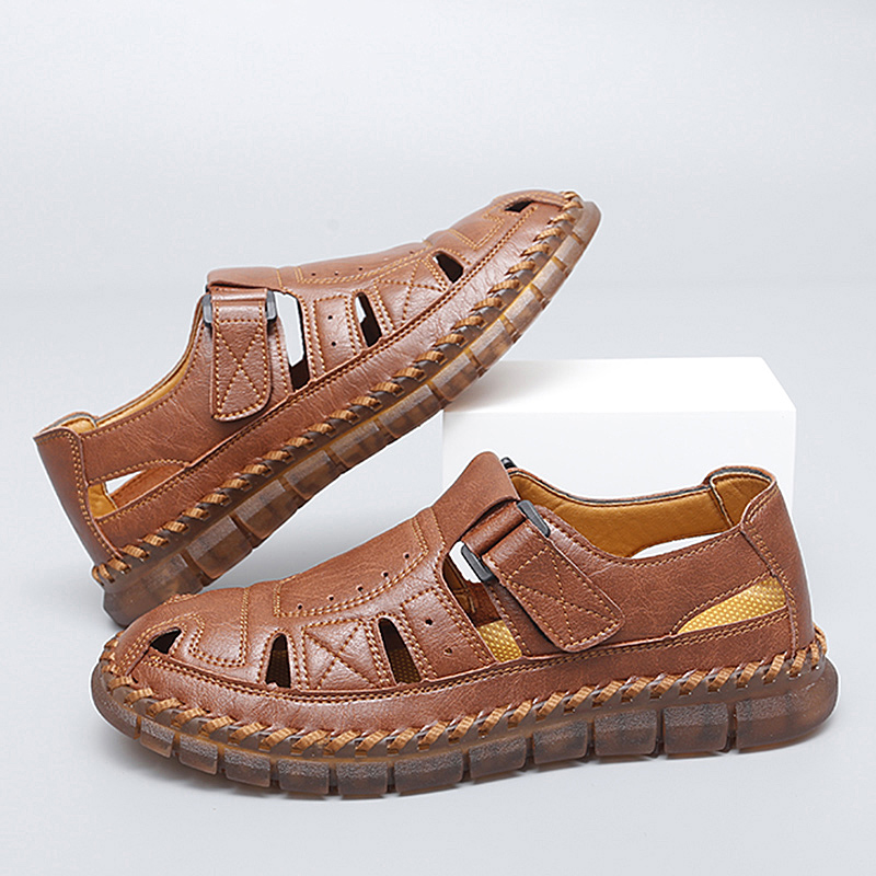 ⏰Limited Time Sale 70% OFF-Men’s Premium Genuine Leather Orthopedic Sandals — Ergonomic Arch Support for Pressure Relief, Wide Toe Box, and Soft Shock-Absorbing Sole — Crafted from Real Leather for Breathable Comfort, Designed to Help Relieve Foot Pain