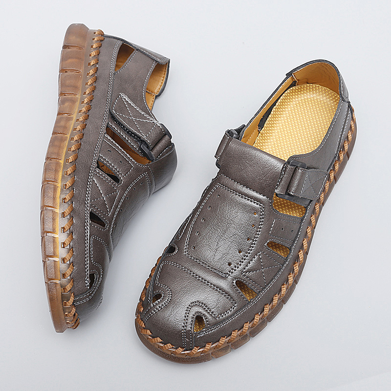 ⏰Limited Time Sale 70% OFF-Men’s Premium Genuine Leather Orthopedic Sandals — Ergonomic Arch Support for Pressure Relief, Wide Toe Box, and Soft Shock-Absorbing Sole — Crafted from Real Leather for Breathable Comfort, Designed to Help Relieve Foot Pain