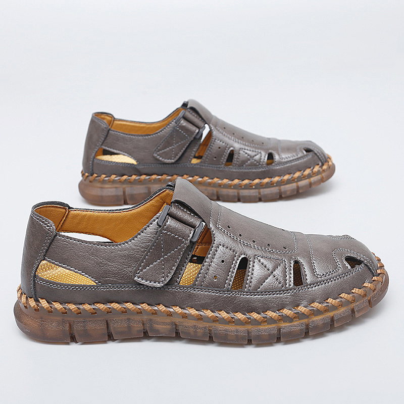 ⏰Limited Time Sale 70% OFF-Men’s Premium Genuine Leather Orthopedic Sandals — Ergonomic Arch Support for Pressure Relief, Wide Toe Box, and Soft Shock-Absorbing Sole — Crafted from Real Leather for Breathable Comfort, Designed to Help Relieve Foot Pain