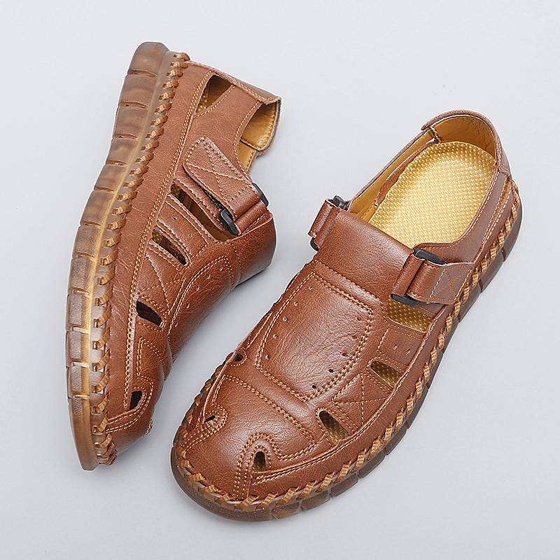 ⏰Limited Time Sale 70% OFF-Men’s Premium Genuine Leather Orthopedic Sandals — Ergonomic Arch Support for Pressure Relief, Wide Toe Box, and Soft Shock-Absorbing Sole — Crafted from Real Leather for Breathable Comfort, Designed to Help Relieve Foot Pain
