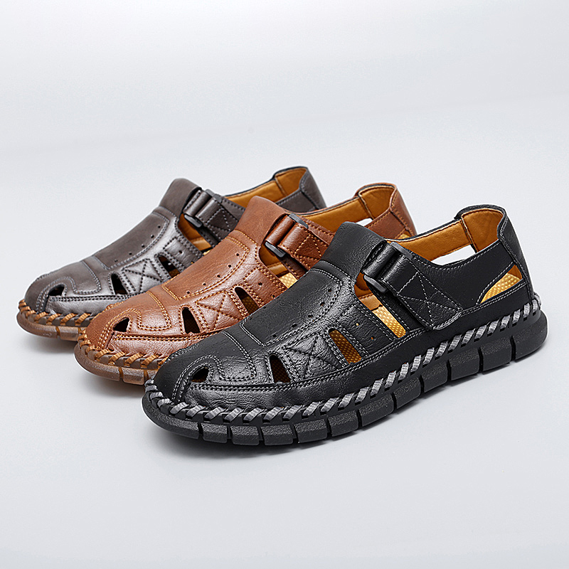 ⏰Limited Time Sale 70% OFF-Men’s Premium Genuine Leather Orthopedic Sandals — Ergonomic Arch Support for Pressure Relief, Wide Toe Box, and Soft Shock-Absorbing Sole — Crafted from Real Leather for Breathable Comfort, Designed to Help Relieve Foot Pain