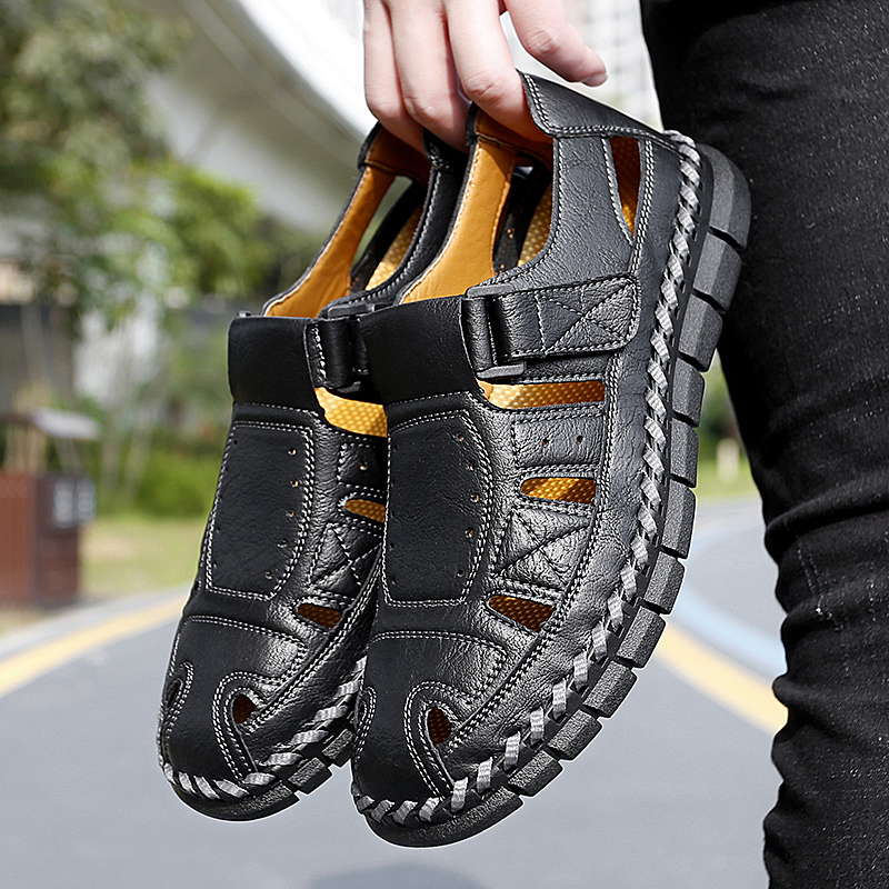 ⏰Limited Time Sale 70% OFF-Men’s Premium Genuine Leather Orthopedic Sandals — Ergonomic Arch Support for Pressure Relief, Wide Toe Box, and Soft Shock-Absorbing Sole — Crafted from Real Leather for Breathable Comfort, Designed to Help Relieve Foot Pain
