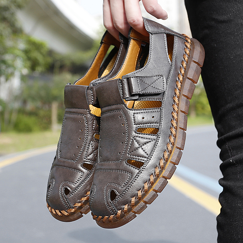 ⏰Limited Time Sale 70% OFF-Men’s Premium Genuine Leather Orthopedic Sandals — Ergonomic Arch Support for Pressure Relief, Wide Toe Box, and Soft Shock-Absorbing Sole — Crafted from Real Leather for Breathable Comfort, Designed to Help Relieve Foot Pain