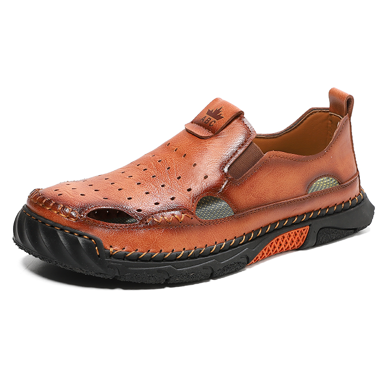 (⏰Limited Time Sale 70% OFF) Men's Genuine Leather Sports Sandals, Wide Toe, Orthopedic Support, Lightweight And Non-Slip, Hiking Sandals