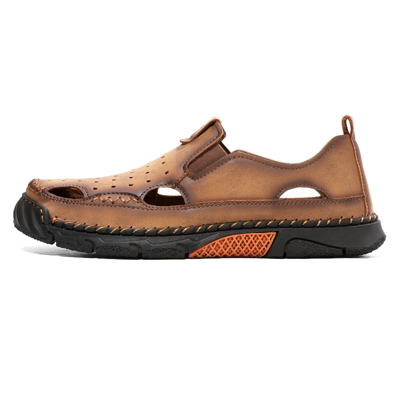 (⏰Limited Time Sale 70% OFF) Men's Genuine Leather Sports Sandals, Wide Toe, Orthopedic Support, Lightweight And Non-Slip, Hiking Sandals