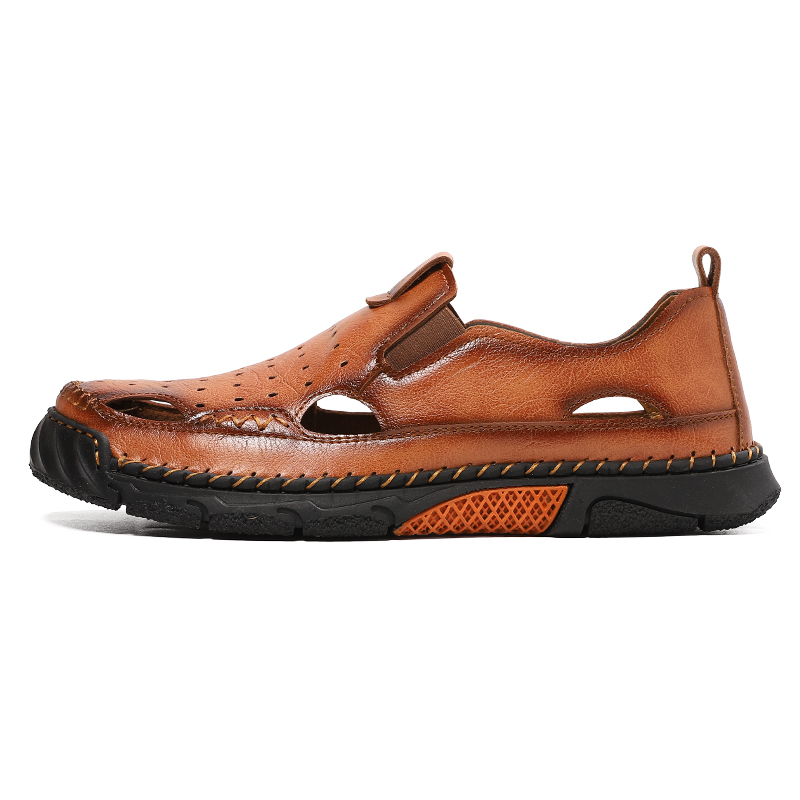 (⏰Limited Time Sale 70% OFF) Men's Genuine Leather Sports Sandals, Wide Toe, Orthopedic Support, Lightweight And Non-Slip, Hiking Sandals