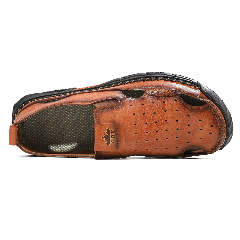 (⏰Limited Time Sale 70% OFF) Men's Genuine Leather Sports Sandals, Wide Toe, Orthopedic Support, Lightweight And Non-Slip, Hiking Sandals