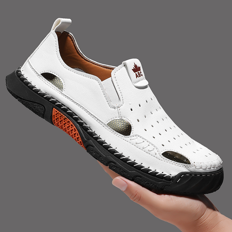 (⏰Limited Time Sale 70% OFF) Men's Genuine Leather Sports Sandals, Wide Toe, Orthopedic Support, Lightweight And Non-Slip, Hiking Sandals