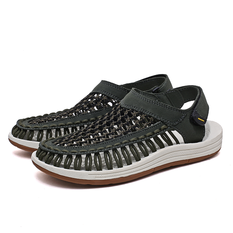 (⏰Limited Time Sale 70% OFF)Men's Mixed Material Sandals - Slip-On, Versatile, Wide Toe Box with Arch Support