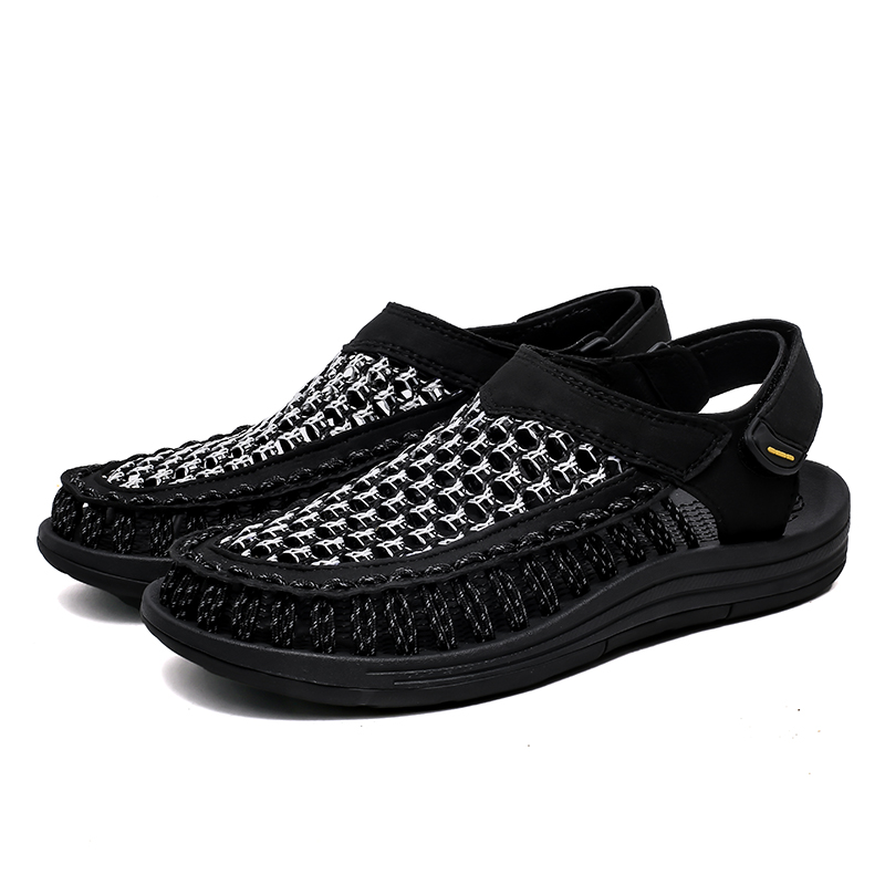 (⏰Limited Time Sale 70% OFF)Men's Mixed Material Sandals - Slip-On, Versatile, Wide Toe Box with Arch Support