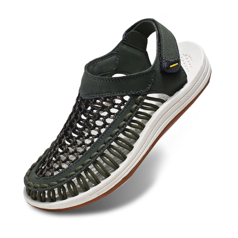 (⏰Limited Time Sale 70% OFF)Men's Mixed Material Sandals - Slip-On, Versatile, Wide Toe Box with Arch Support