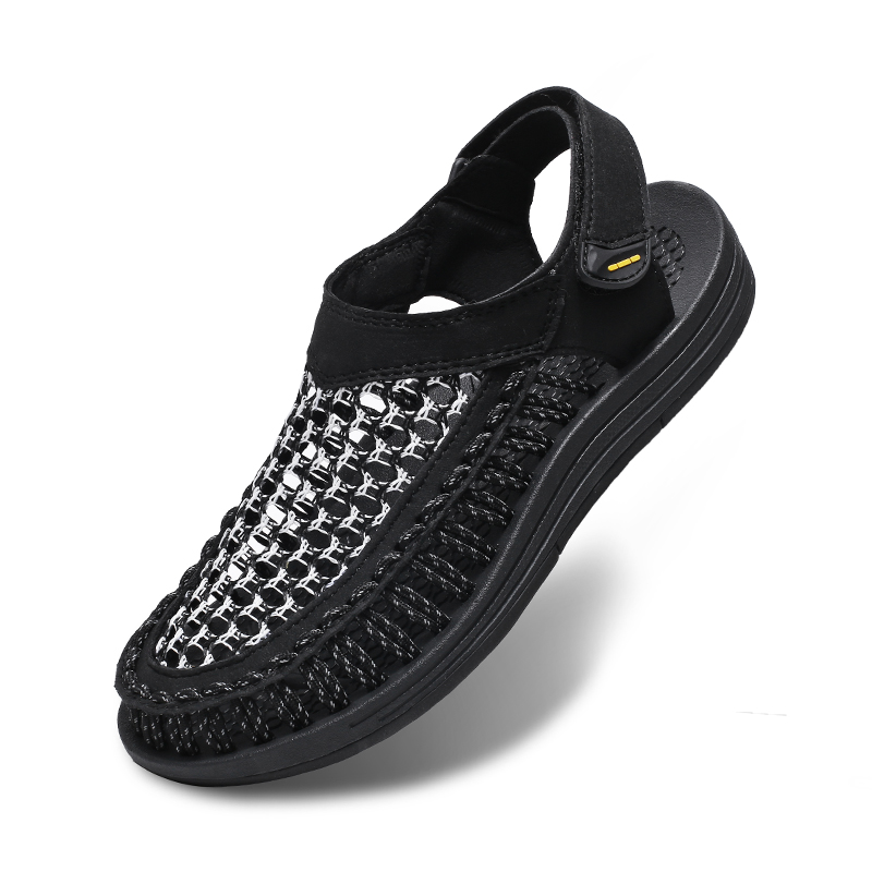 (⏰Limited Time Sale 70% OFF)Men's Mixed Material Sandals - Slip-On, Versatile, Wide Toe Box with Arch Support