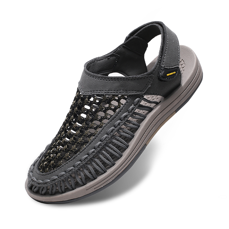 (⏰Limited Time Sale 70% OFF)Men's Mixed Material Sandals - Slip-On, Versatile, Wide Toe Box with Arch Support