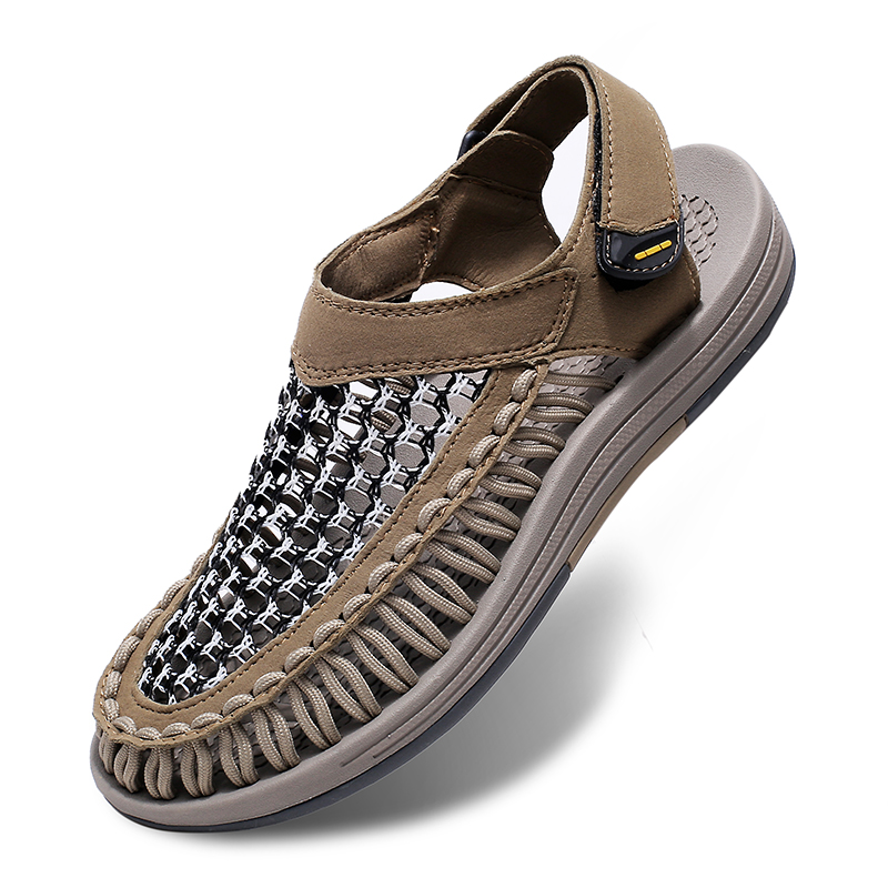 (⏰Limited Time Sale 70% OFF)Men's Mixed Material Sandals - Slip-On, Versatile, Wide Toe Box with Arch Support