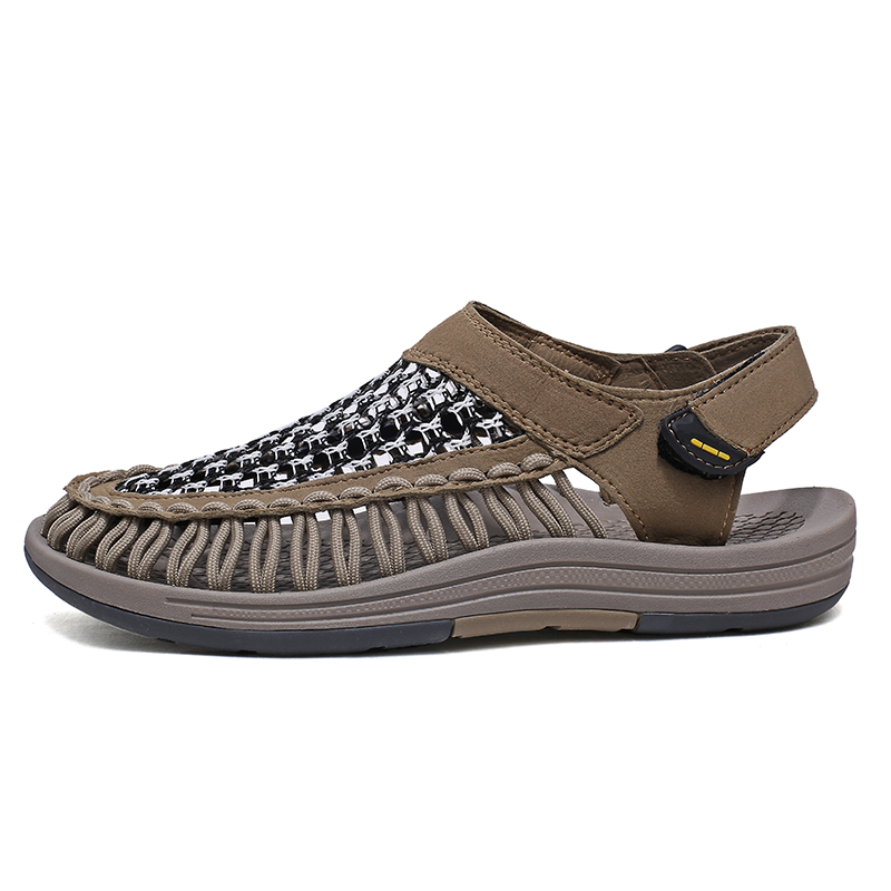 (⏰Limited Time Sale 70% OFF)Men's Mixed Material Sandals - Slip-On, Versatile, Wide Toe Box with Arch Support