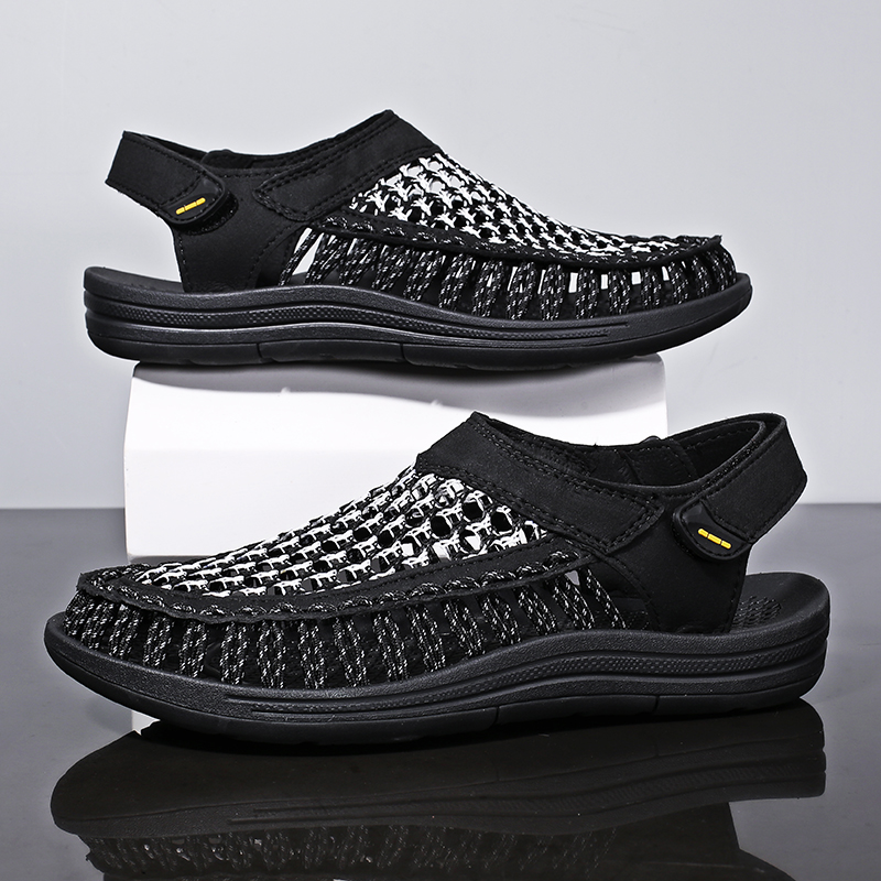 (⏰Limited Time Sale 70% OFF)Men's Mixed Material Sandals - Slip-On, Versatile, Wide Toe Box with Arch Support