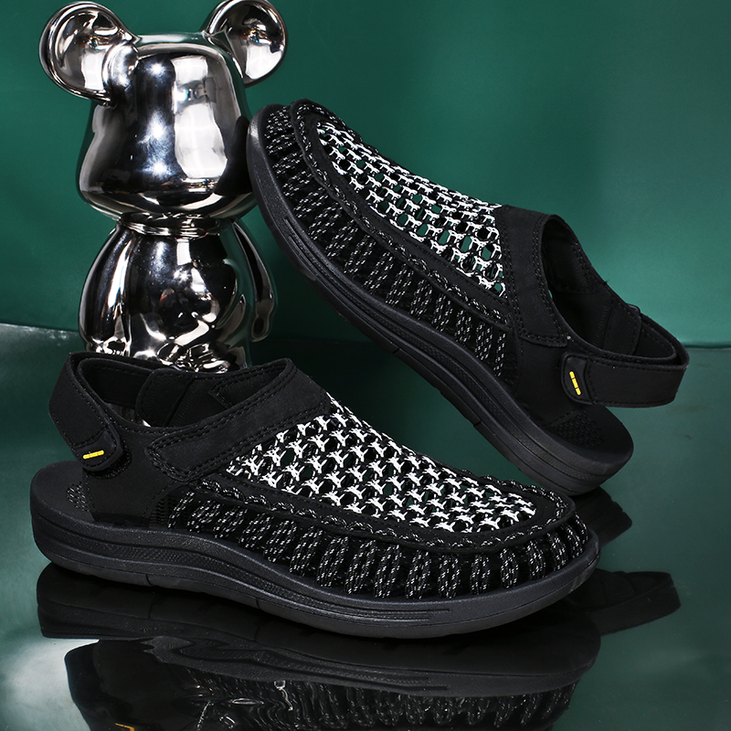 (⏰Limited Time Sale 70% OFF)Men's Mixed Material Sandals - Slip-On, Versatile, Wide Toe Box with Arch Support