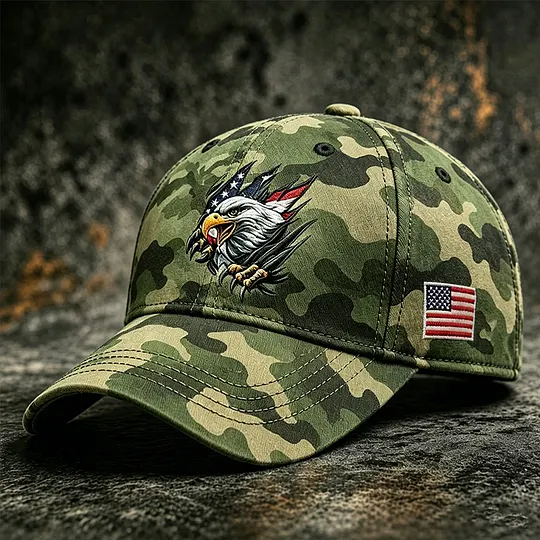 US Camouflage Eagle Art Print Casual Baseball Cap