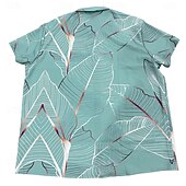 OUKU Men's Palm Leaf Tropical Hawaiian Shirt - Summer Button-Up Short Sleeve