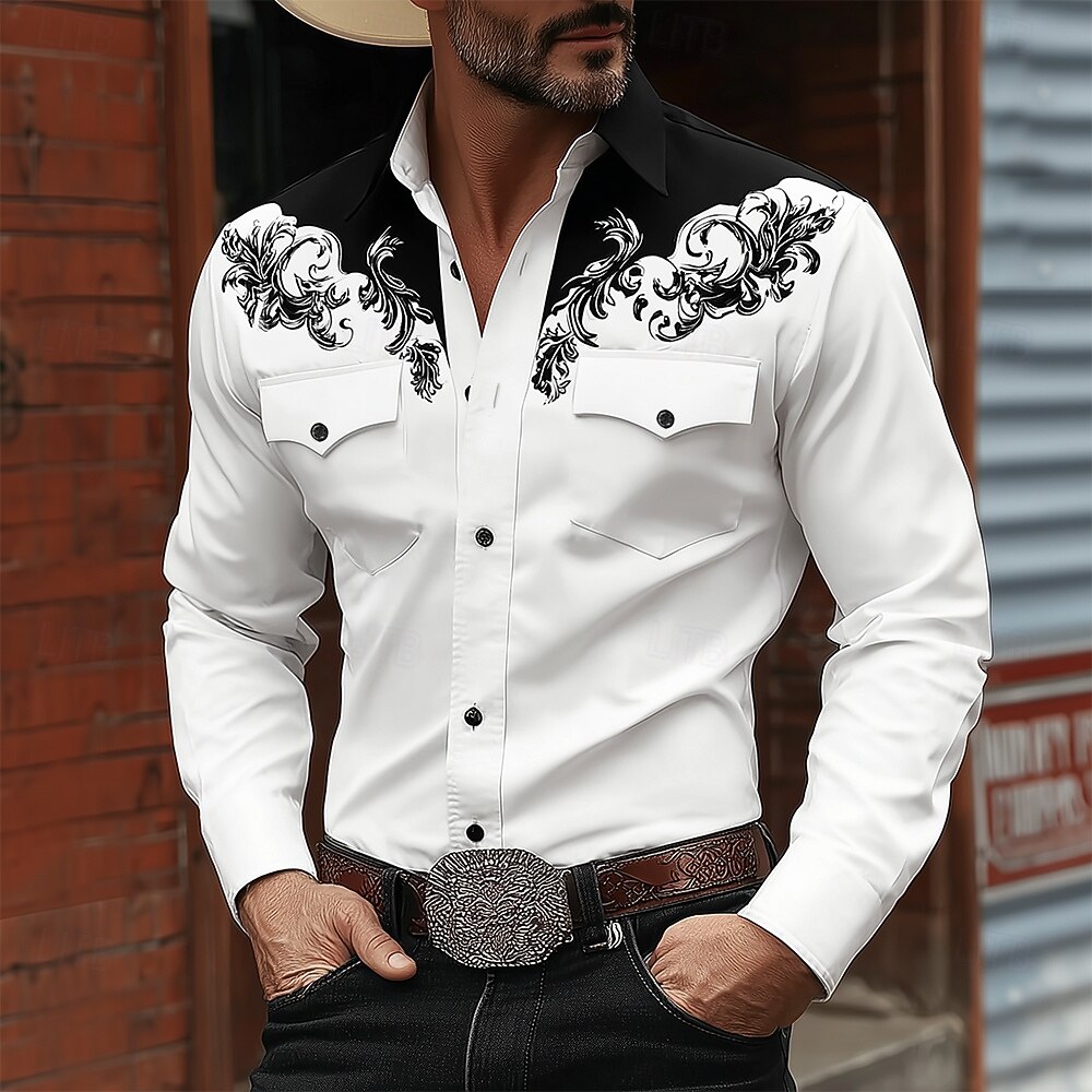 [Copy]Men's Fashion Casual Vacation Style Short Sleeve Shirt With Faux Embroidery