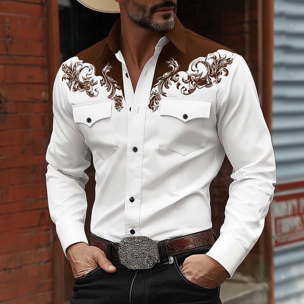 [Copy]Men's Fashion Casual Vacation Style Short Sleeve Shirt With Faux Embroidery
