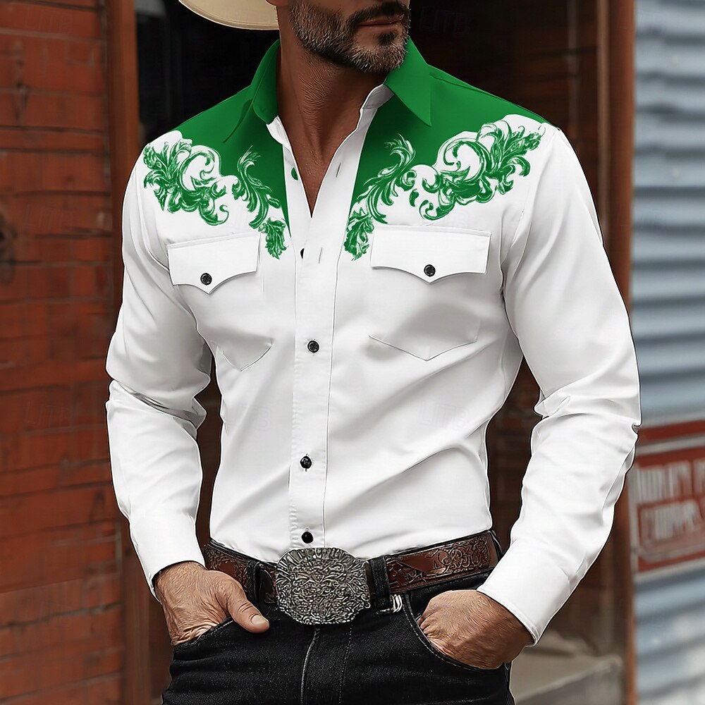 [Copy]Men's Fashion Casual Vacation Style Short Sleeve Shirt With Faux Embroidery