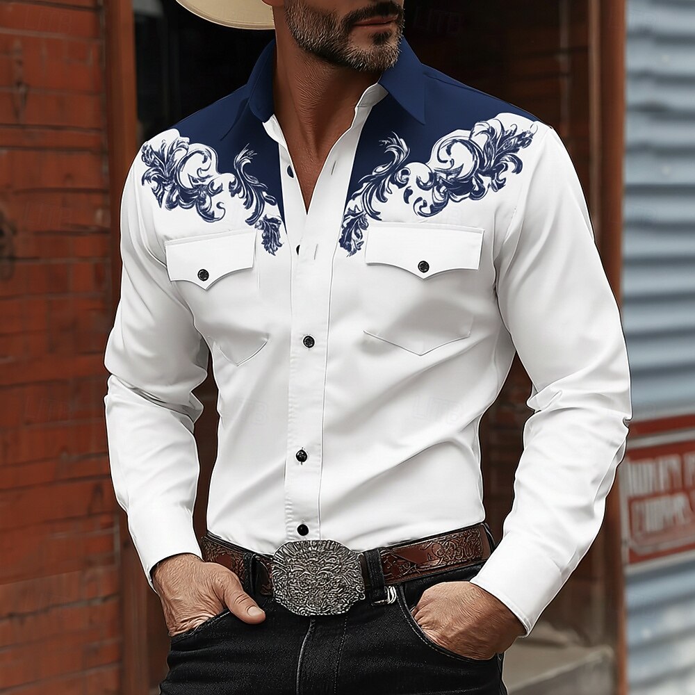 [Copy]Men's Fashion Casual Vacation Style Short Sleeve Shirt With Faux Embroidery