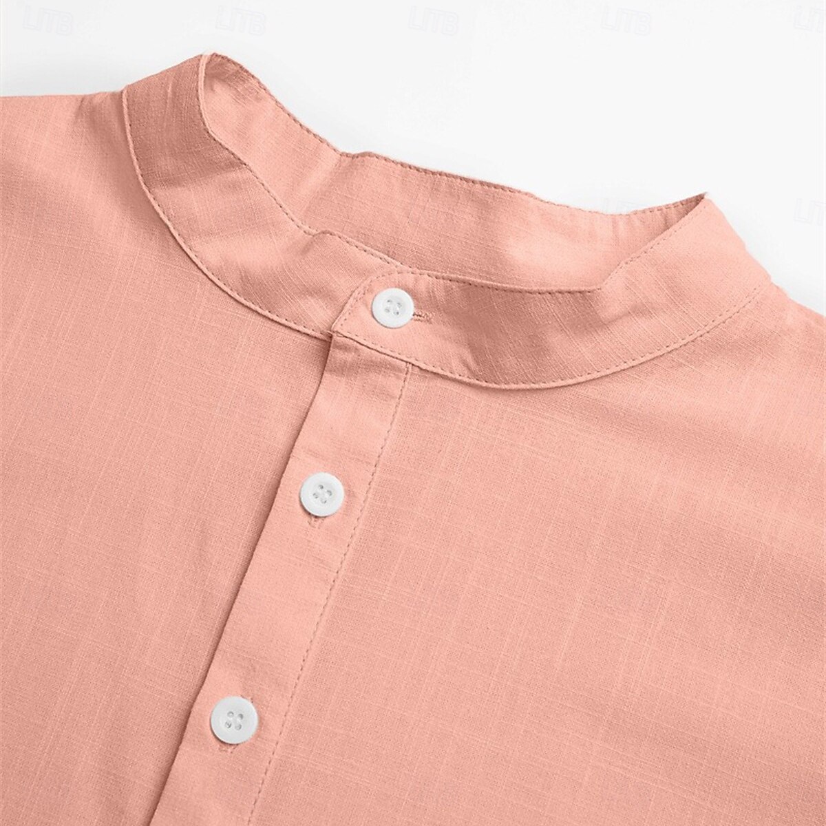 Men's Shirt Linen Shirt Popover Shirt Summer Shirt Beach Wear Band Collar Shirt Plain Vacation Casual Black White Yellow Pink Short Sleeve Stand Collar Summer Clothing Apparel