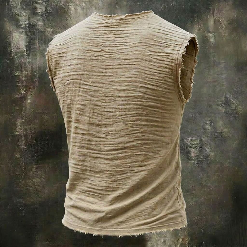 Men's Tank Top Vest Top Sleeveless Crew Neck Summer Spring Plain Fashion Casual Ruched Fur Trim Casual Vacation Street White Wine Green Top Tee for Men