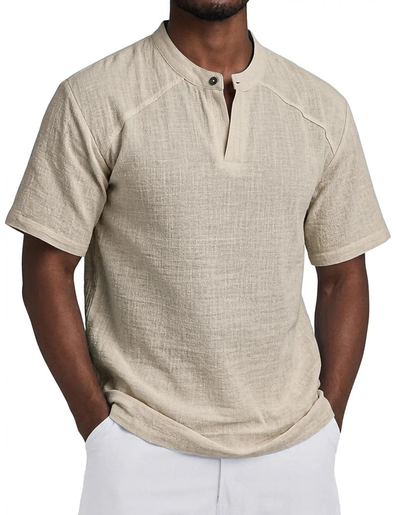 Men's Linen Popover Shirt - Khaki L